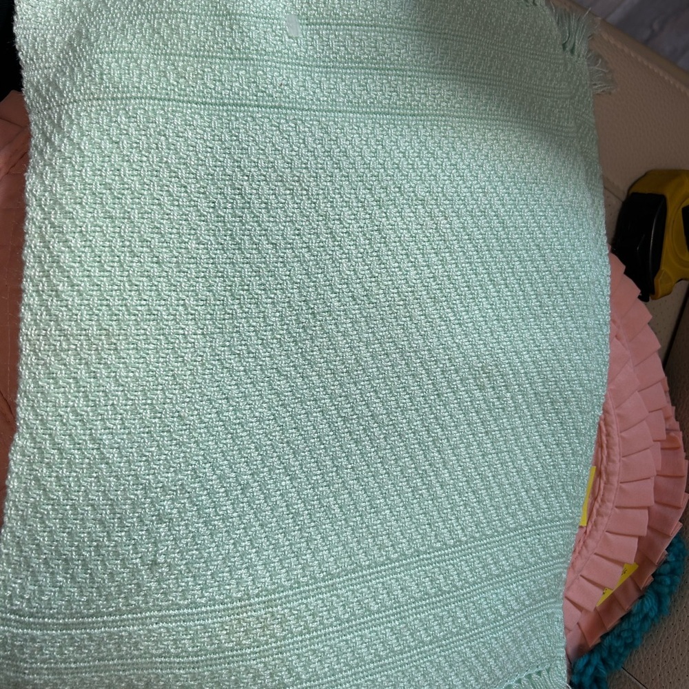 🔥 $2 Mint Green Textured woven vintage 1980 Fabric placemats set of six